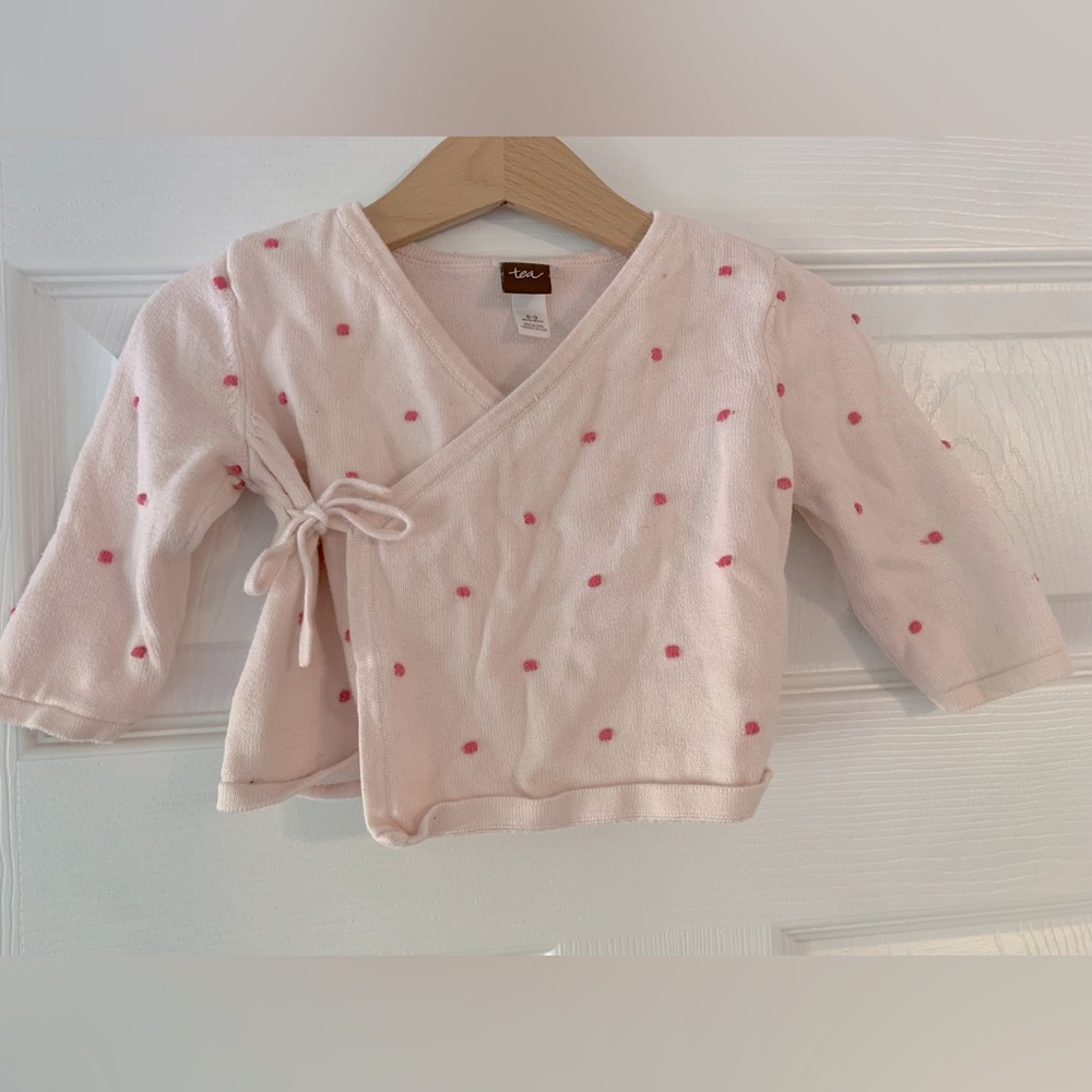 Tea collection wrap polka dot baby cardigan sweater 6-9 mo